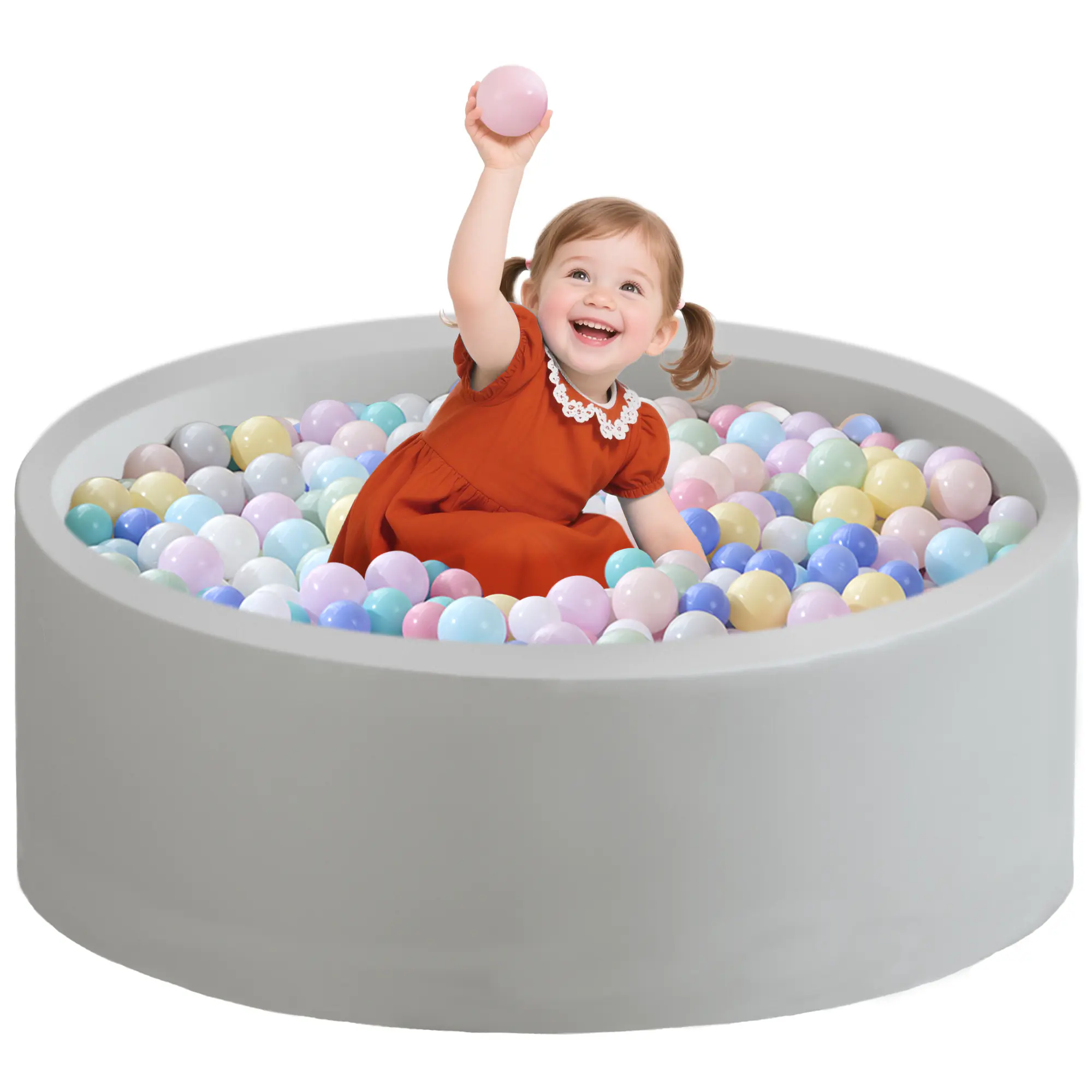 SAETSFEG Ball Pit for Toddlers 35.43''x11.81 Baby Ball Pit Soft Memory Foam Ball Pool Round Kids Ball Pit Indoor and Outdoor Game Kids Play Ball Pool Ideal Gift for Girls and Boys (Grey, NO Balls)