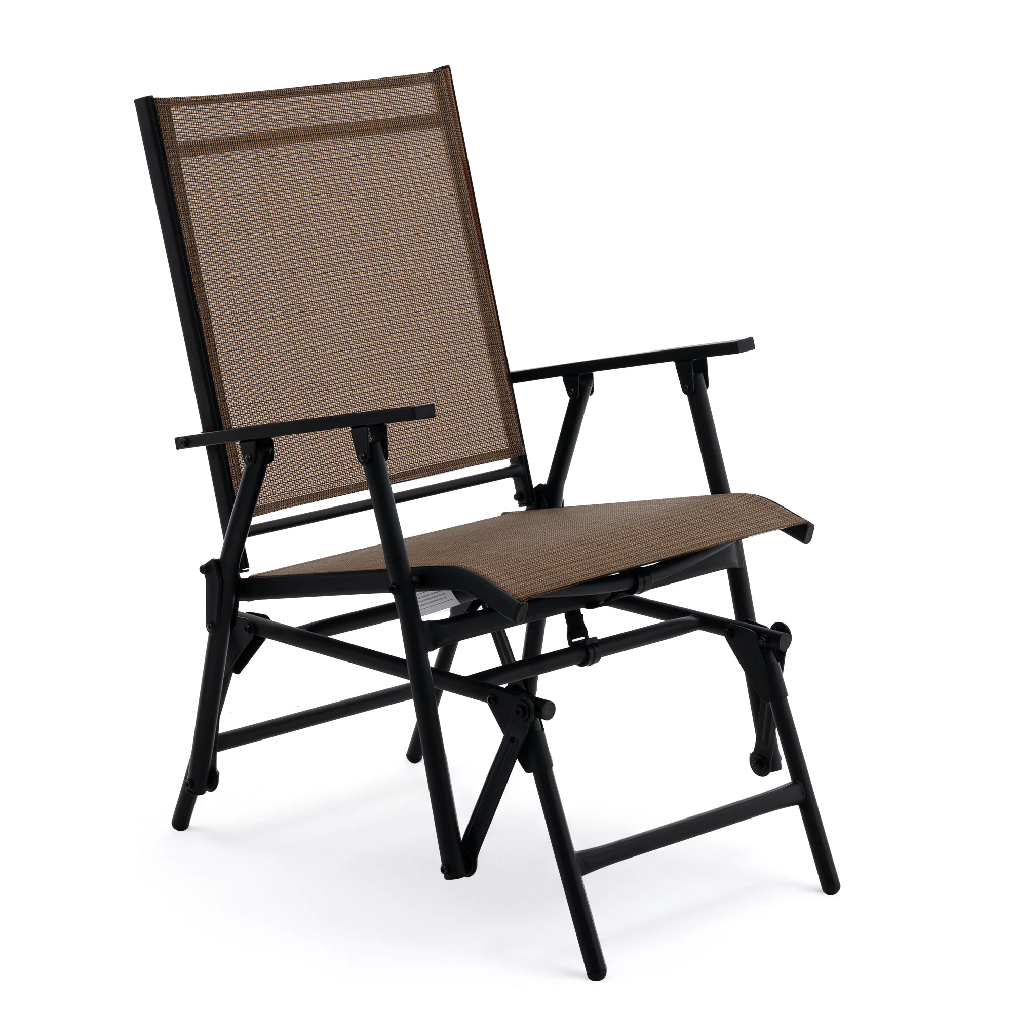 SAETSFEG Installation-free Glider Chair, Outdoor Patio Rocker, Foldable Swing for Porch, Backyard, Garden, Brown