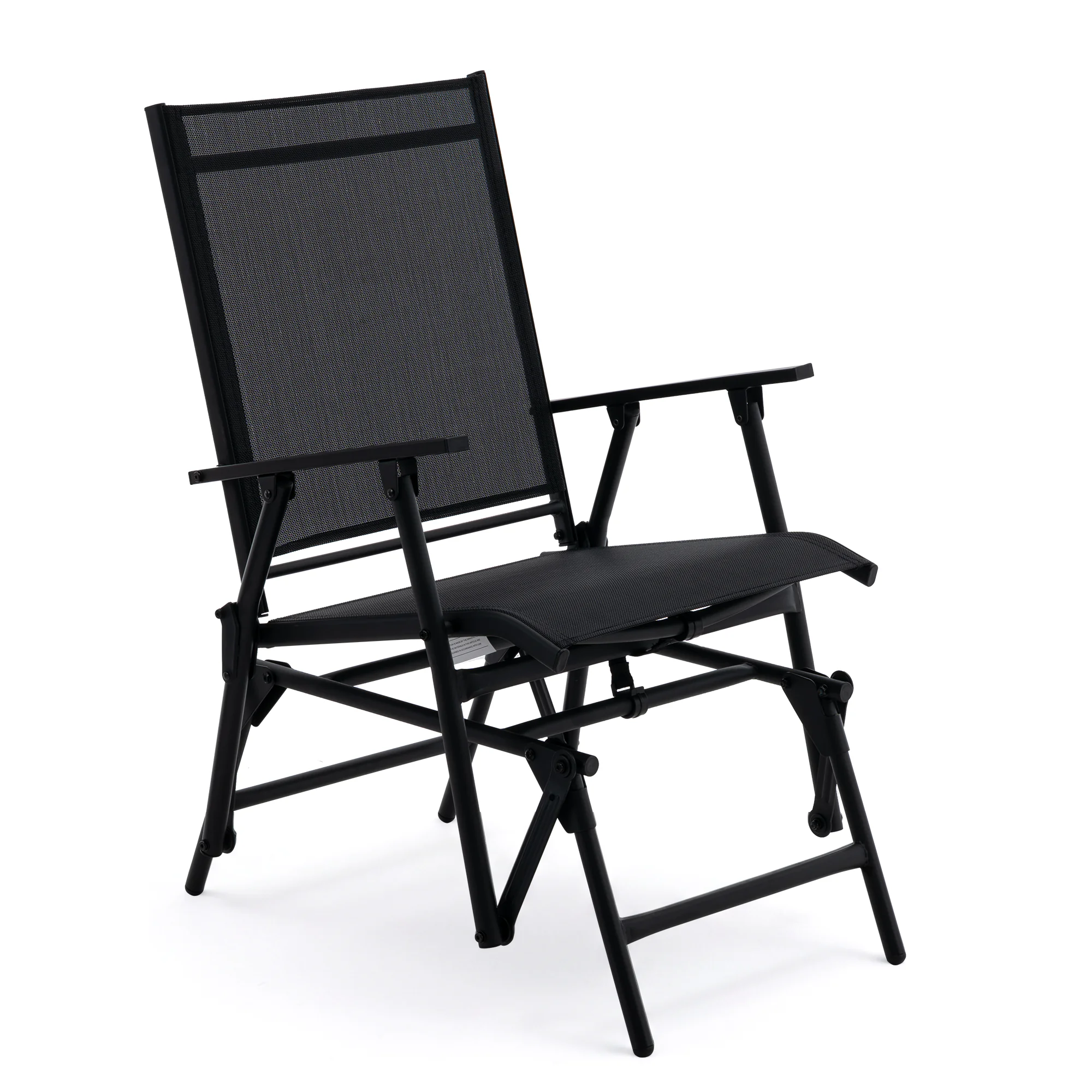 SAETSFEG Installation-free Glider Chair, Outdoor Patio Rocker, Foldable Swing for Porch, Backyard, Garden, Black