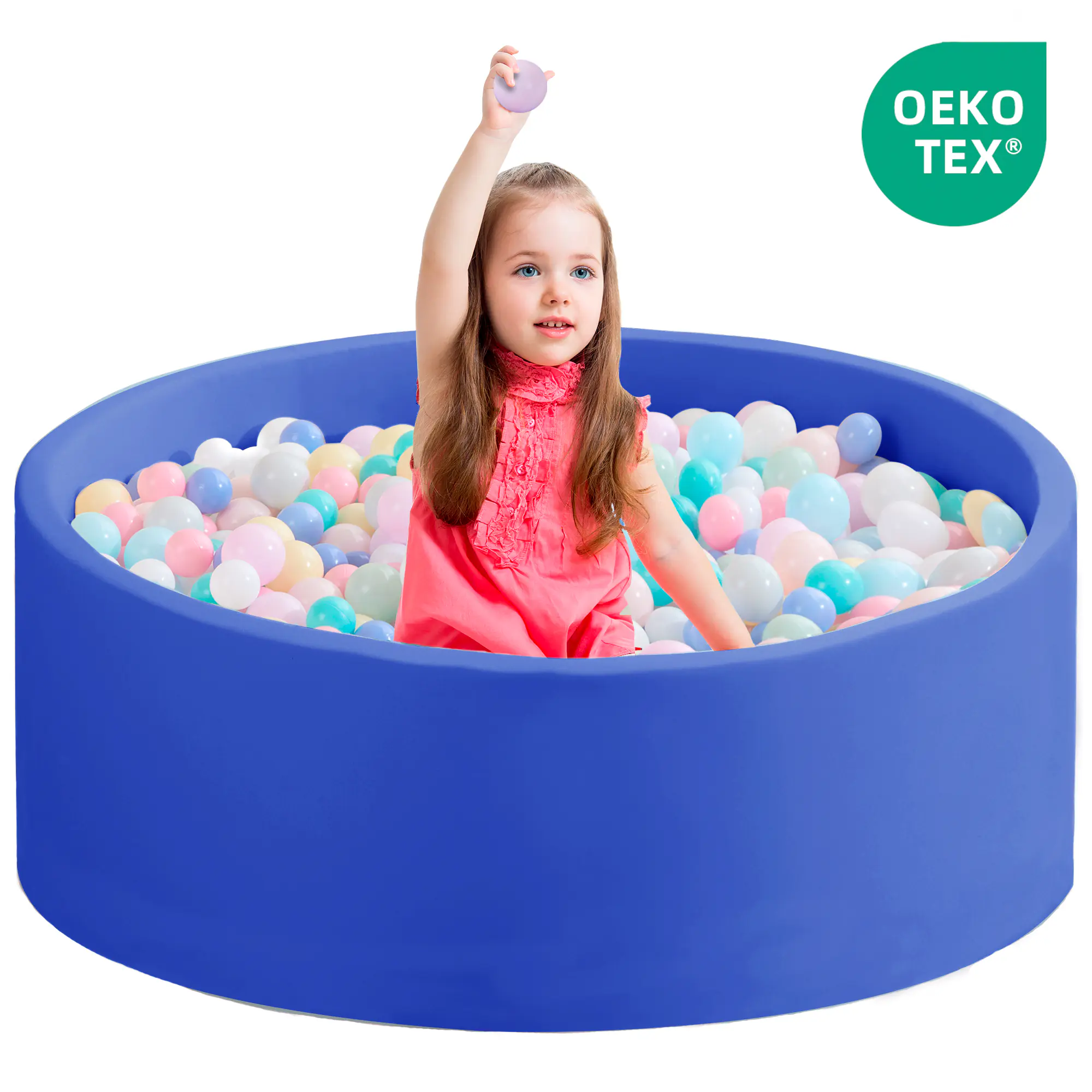 SAETSFEG Ball Pit for Toddlers 35.43''x11.81 Baby Ball Pit Soft Memory Foam Ball Pool Round Kids Ball Pit Indoor and Outdoor Game Kids Play Ball Pool Ideal Gift for Girls and Boys (Blue, NO Balls)