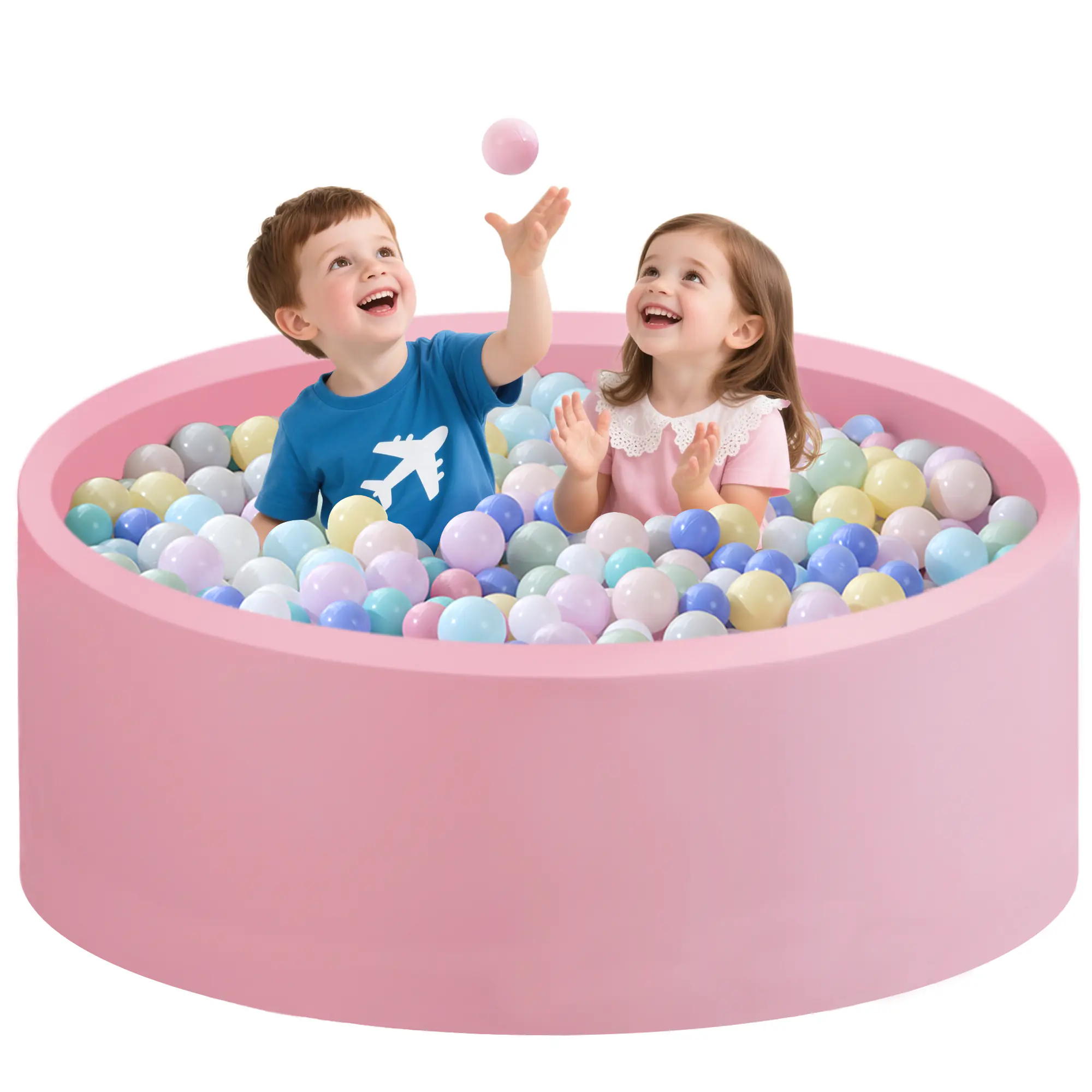 SAETSFEG Ball Pit for Toddlers 47.24''x15.75'' Baby Ball Pit Soft Memory Foam Pit Round Lagre Kids Ball Pool Indoor and Outdoor Game Kids Play Ball Pool Ideal Gift for Children (Pink, NO Balls)