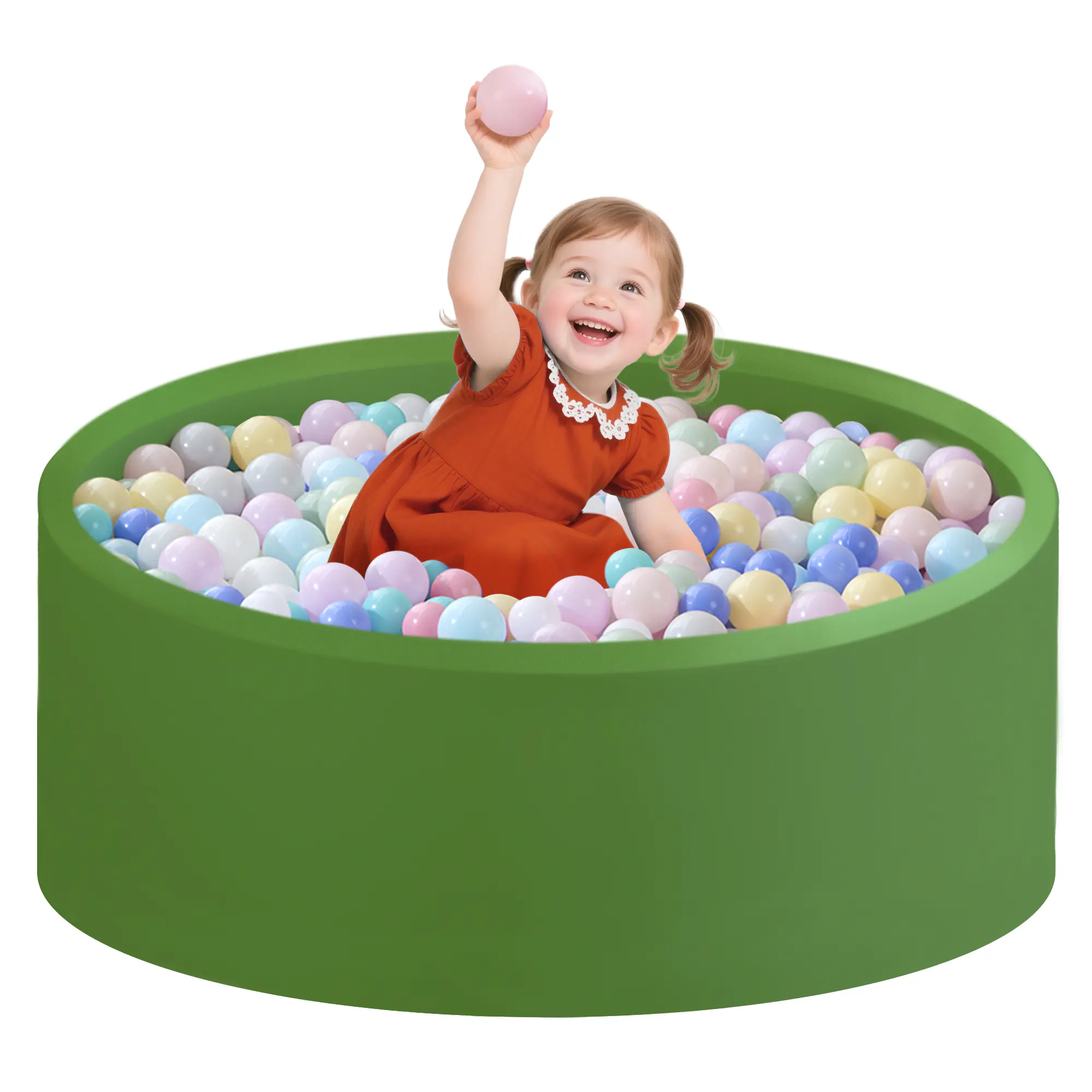 SAETSFEG Ball Pit for Toddlers 35.43''x11.81 Baby Ball Pit Soft Memory Foam Ball Pool Round Kids Ball Pit Indoor and Outdoor Game Kids Play Ball Pool Ideal Gift for Girls and Boys (Green, NO Balls)